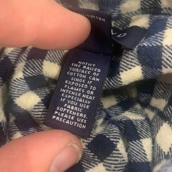 Lands End Mens Size Medium Navy & White Flannel Button-Down Shirt - Picture 6 of 6